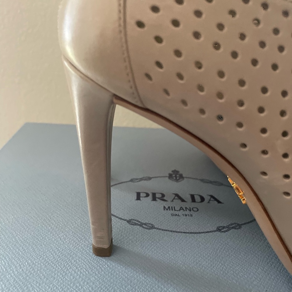 Prada Beige Perforated Ankle Booties - Picture 3 of 10